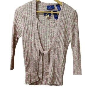 JH Collectibles Petite Vintage Pastel Colorful Cardigan Set LG